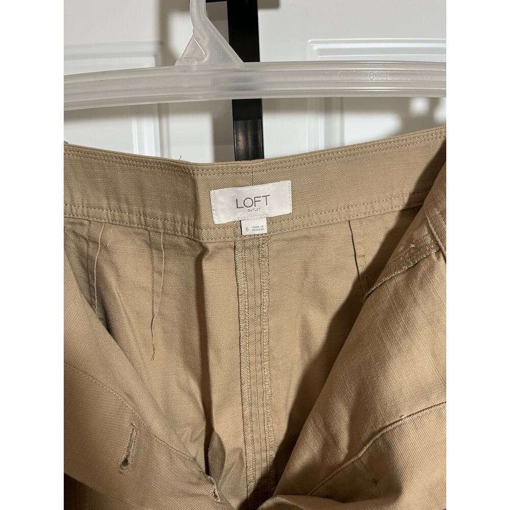 Loft Outlet Button Front Skirt With Belt Tan Size 6 - Picture 3 of 5
